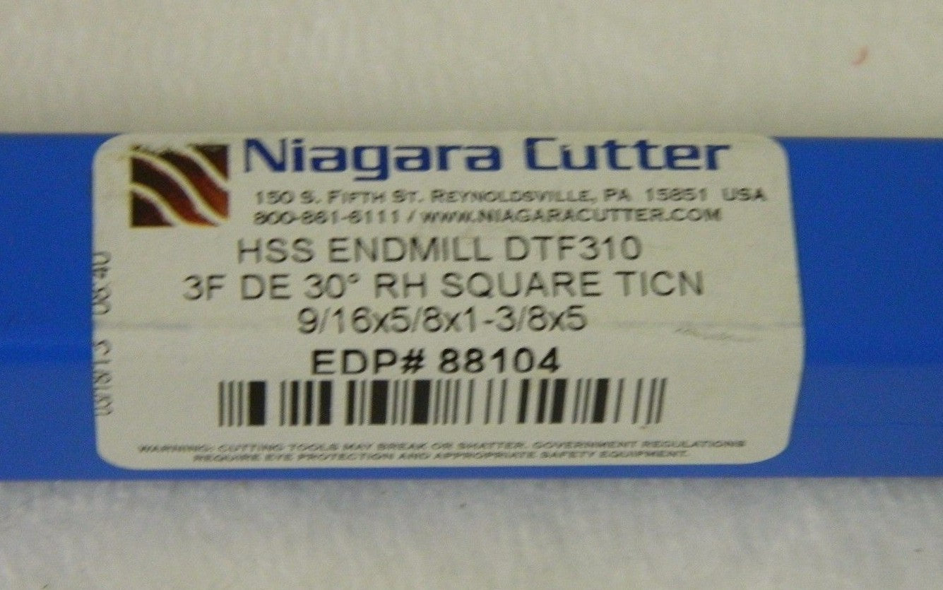 Niagara Cutter Double End Mill 9/16"x 1-3/8" x 5" HSS TiCN 3FL N8