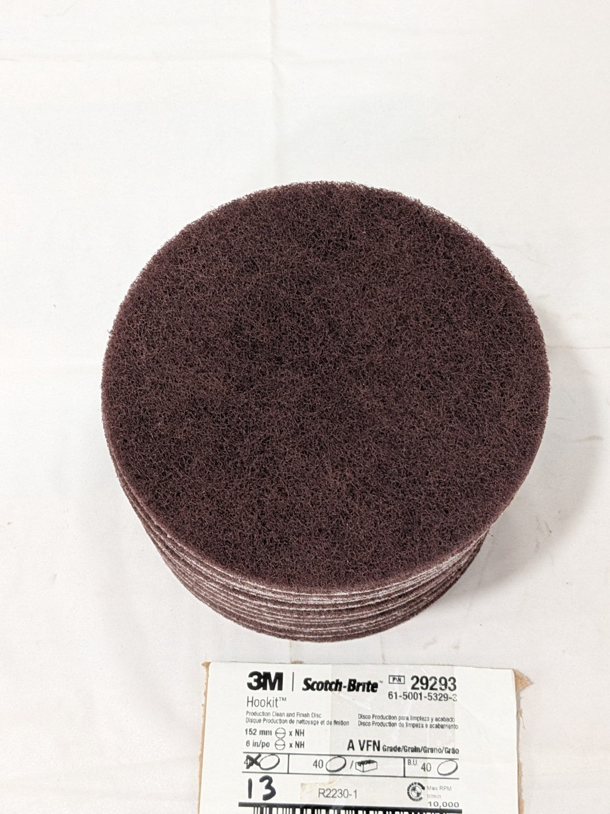 3M Hook & Loop Disc: 6" Dia, Non-Woven, Aluminum Oxide Box of 13 7100138329