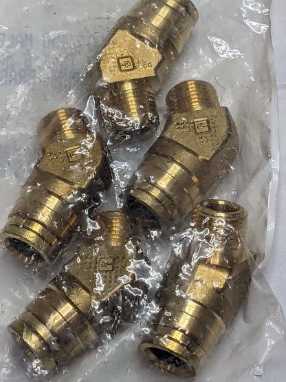 PARKER PushToConnect Tube Fitting: 3/8" Thread, 1/2" OD Qty 5 PF-002