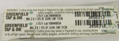 BOGO ( 2 per sale ) Greenfield Gun Taps M6.3 x 1 D5 2FL Spiral Point USA #17571