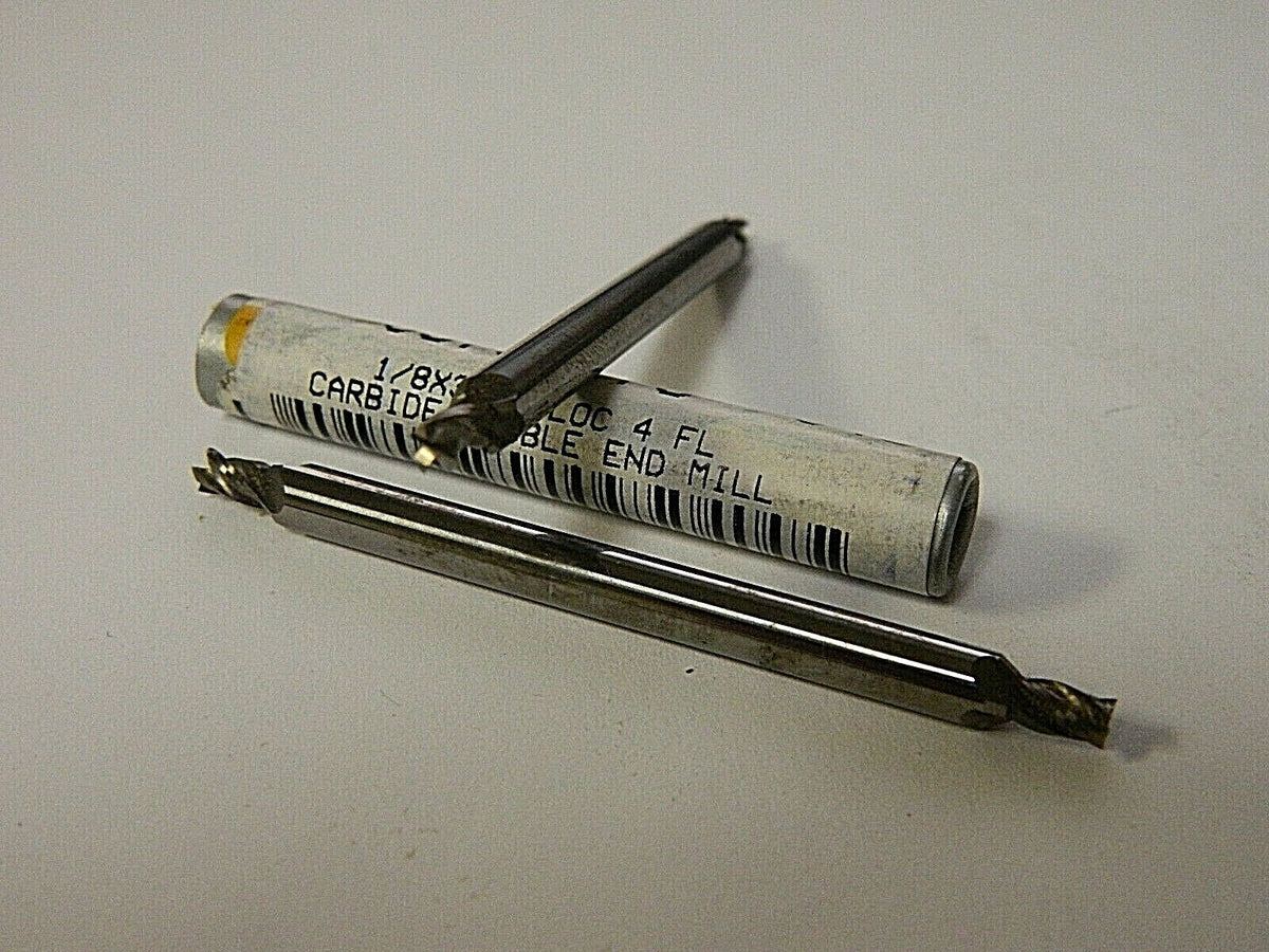 Precision Carbide Double End Mill 1/8" Shank Dia x 3/16" LOC 4FL QTY 2