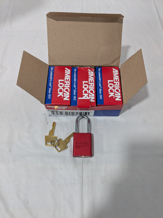 (6) American Lock Padlock: Keyed Different, Aluminum, Steel Shackle A1106RED