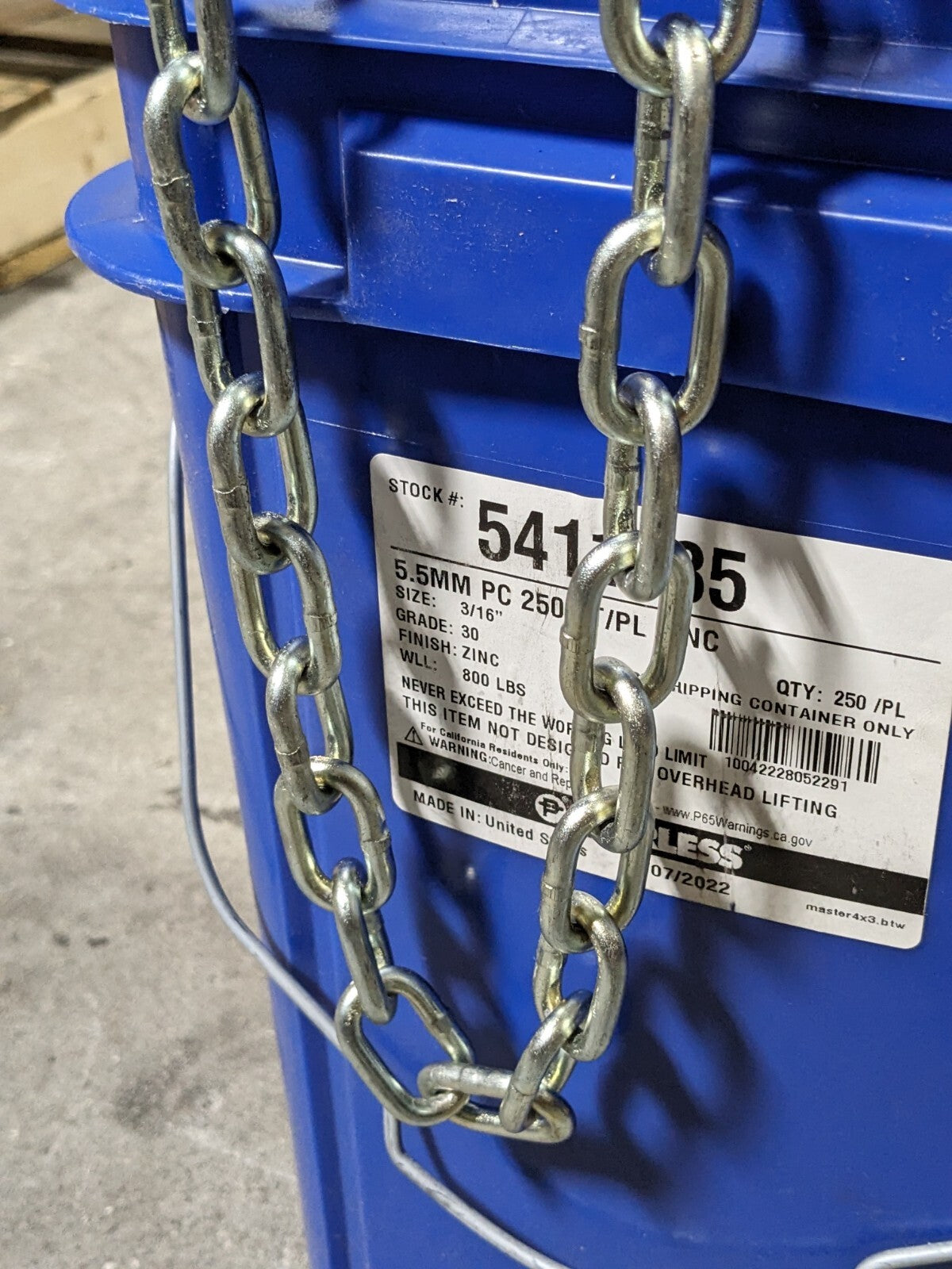 Peerless Welded Proof Coil Chain 250 Ft. x 3/16 In. 800 lb. Capacity G30 5411135