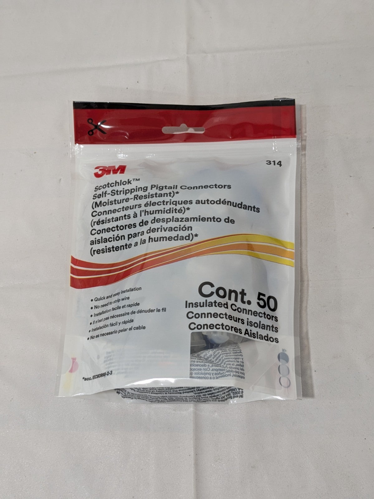 3M 22 to 14 AWG, Blue, IDC, Tap Quick Splice Connector Pack of 50 7100166936