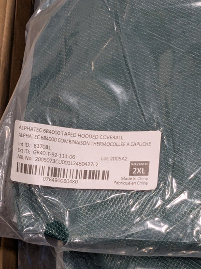 Ansell Disposable Chemical Coveralls Sz 2XL Qty 6 GR40-T92-111-06 NO MASK
