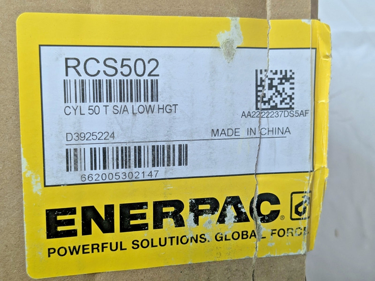 Enerpac 50 Ton Hydraulic Cylinder & Hand Pump Set 2.38 in Stroke SCL502H