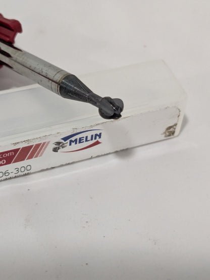 Melin Tools Ball End Mill: 3/16" Diam. 4 FL, 2" OAL VBMG4-606-300