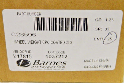 Barnes Wheel Weights CPC Coated 25G 0.88oz Qty. 125-Pcs. C28506