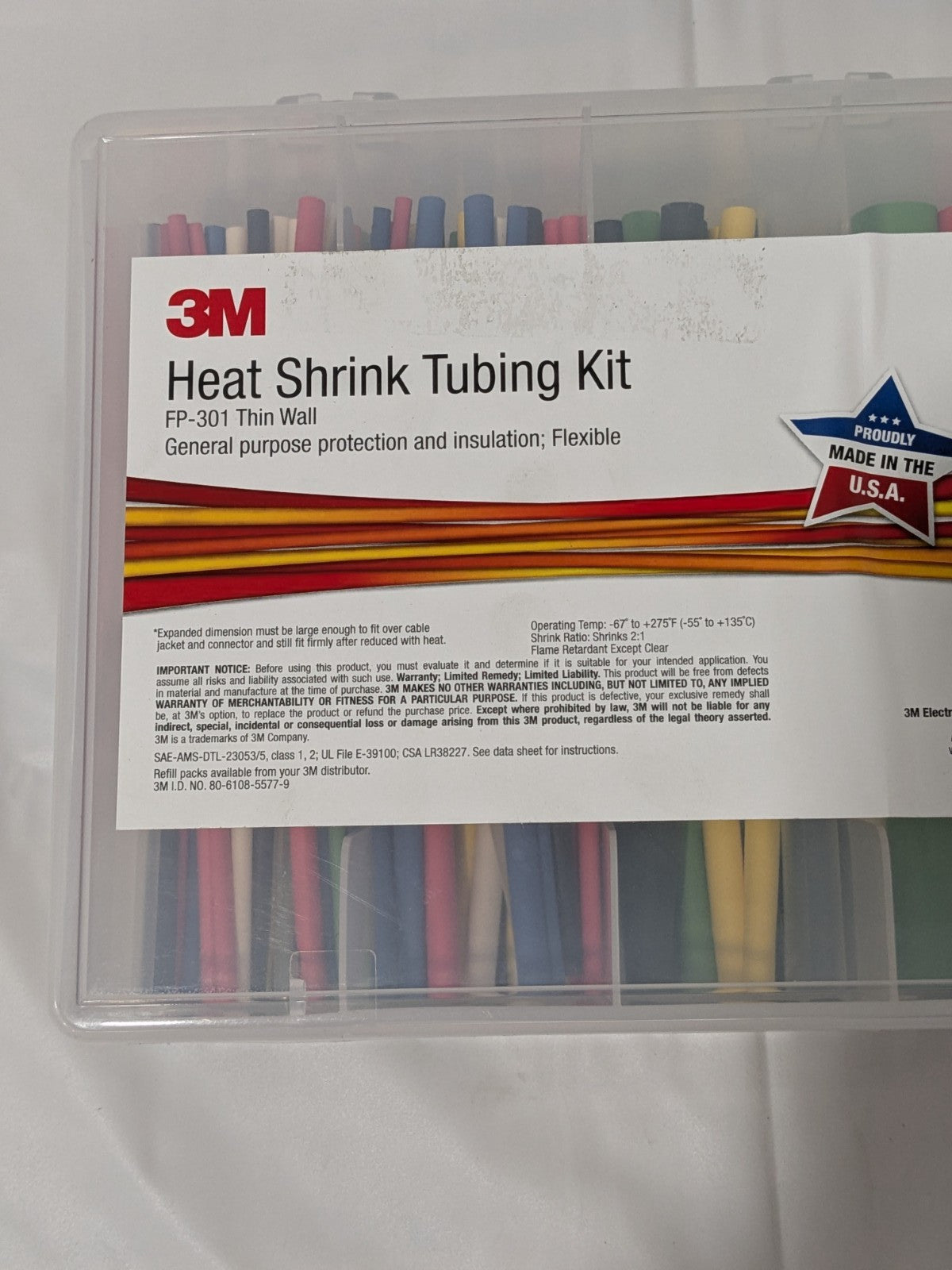 3M 122 Pc Heat Shrink Tubing FP-301 Color Assortment Kit 7000031588 INCOMPLETE