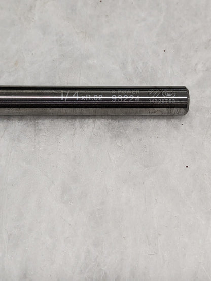 YG-1 Carbide End Mill 1/4" 4FL w/.020" Rad, .5"LOC,Qty 2 GM639905