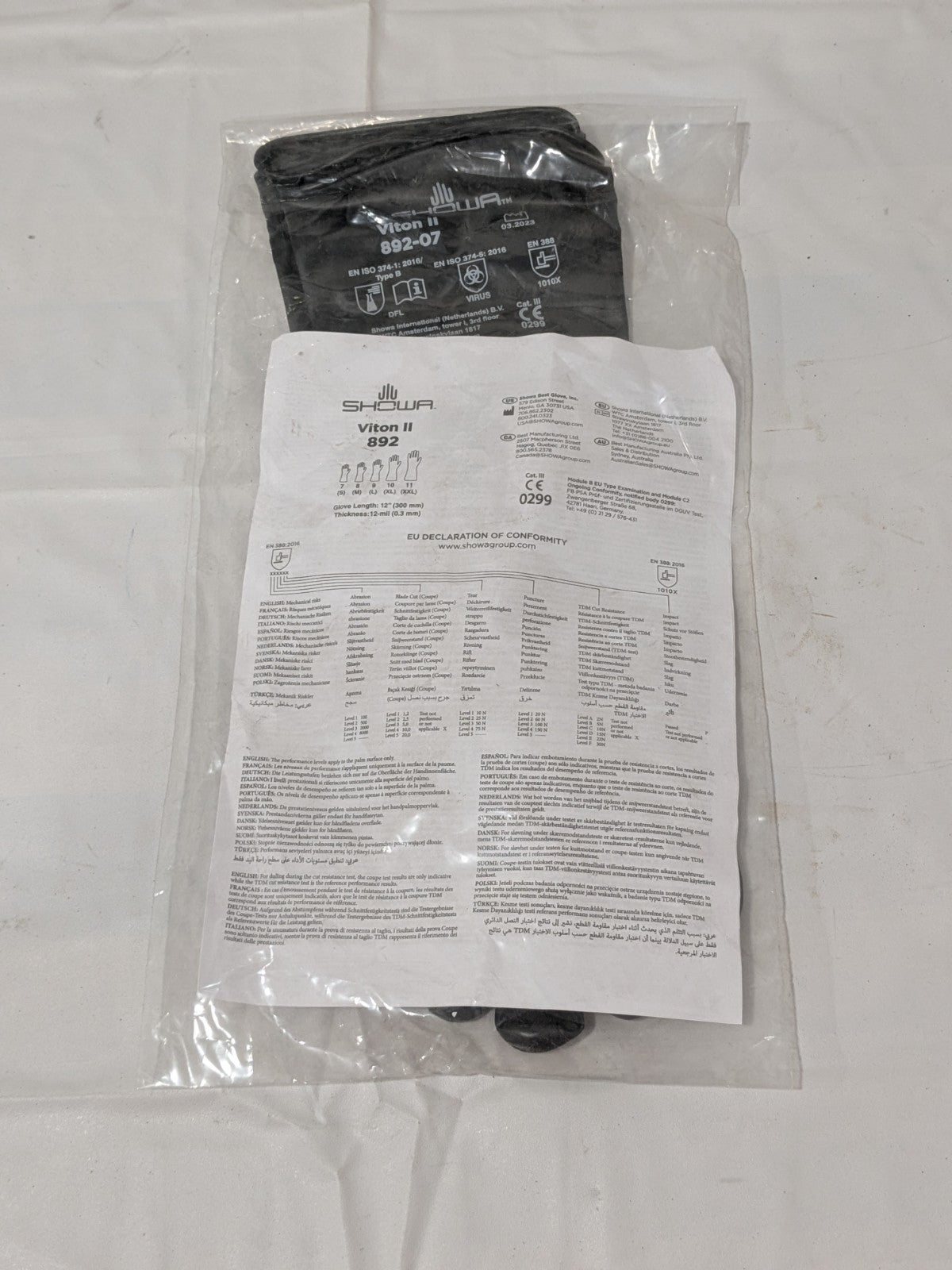 SHOWA Chemical Resistant Gloves: 12.00 mil, Viton Sz S 892-07
