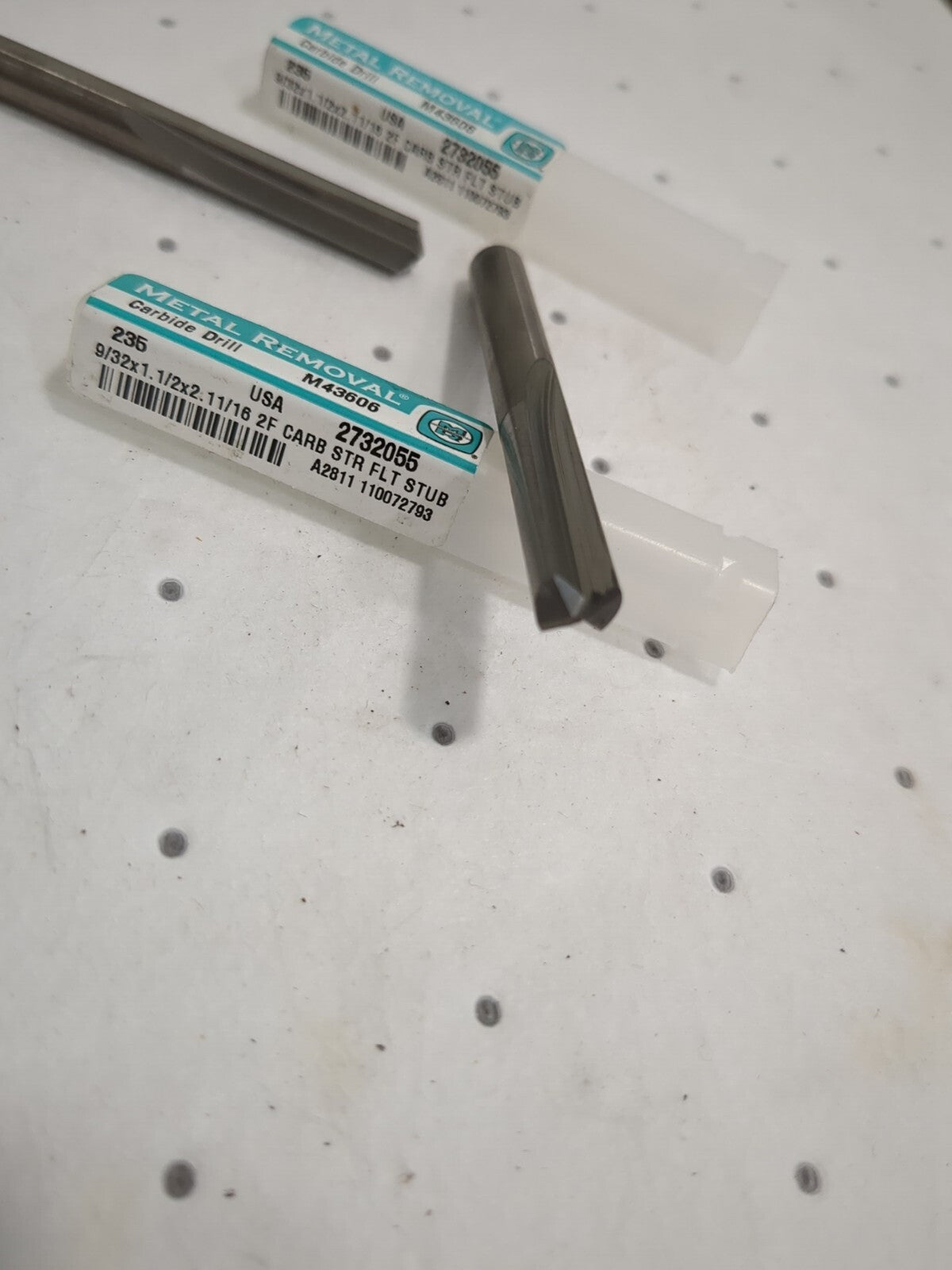 metal removal Straight-Flute Drill Bits 9/32" Dia solid carbide 140deg pt M43606