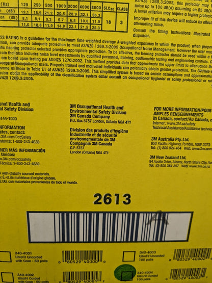 3M Earplugs 100pr 25 dB, Plastic, Flanged, Push-In Stem, Corded 7000002320