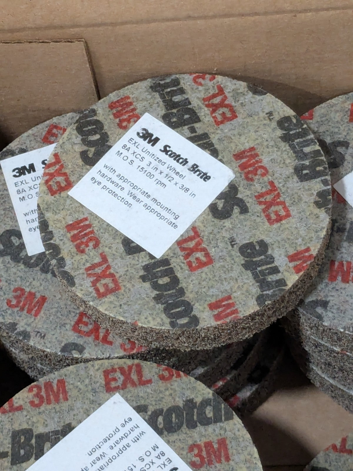 3M Deburring Wheel: 3" Dia, 1/2" Face Width, 3/8" Hole Box of 17 00048011185606