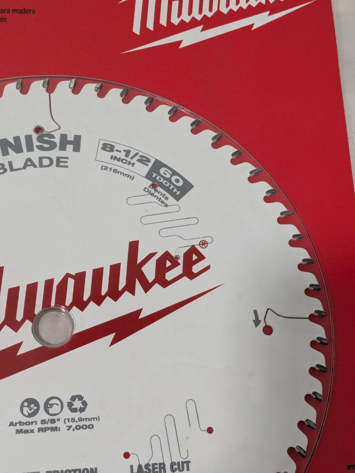 Milwaukee Wet & Dry Cut Saw Blade: 8-1/2" Dia, 5/8" Arbor Hole, 60T 48-40-0826