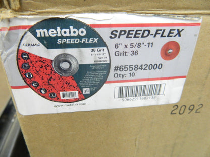 METABO Fiber Disc: 6" Disc Dia, 36 Grit, Ceramic Alumina Qty 10 655842000