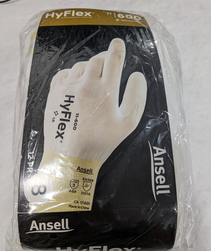 ANSELL Work Gloves: Size Medium, Polyurethane-Coated Nylon Qty 12 Pairs 11-600-8