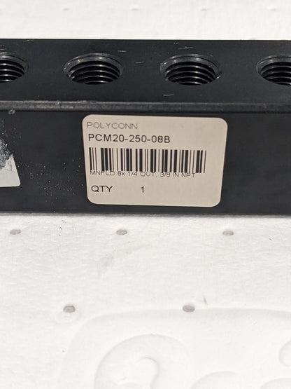 Manifold: 3/8" Inlet, 1/4" Outlet, 2 Inlet Ports, 8 Outlet Ports PCM20-250-08B