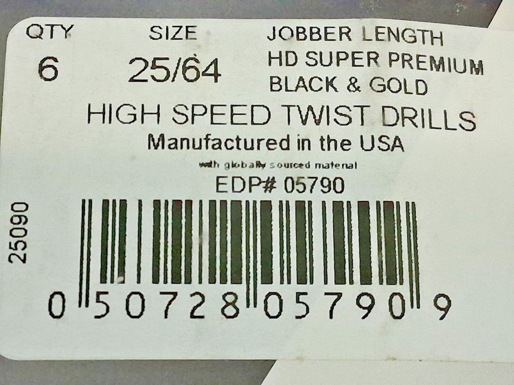 Pro HSS Jobber Length Drill Bits QTY6 3/8" Dia 135 05780