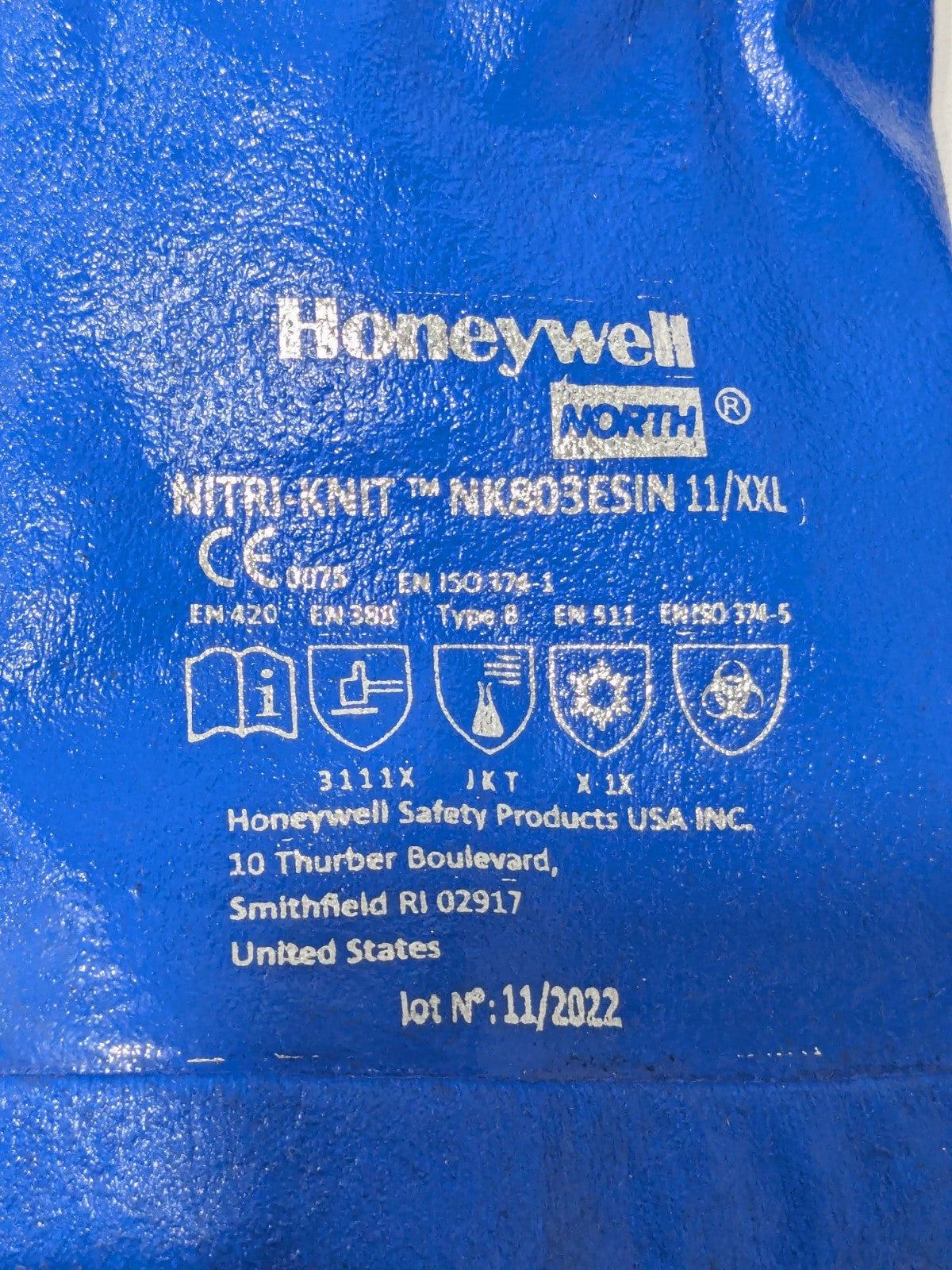 Honeywell Chemical Resistant Gloves: Size 2X-Large, Nitrile NK803ESIN/11