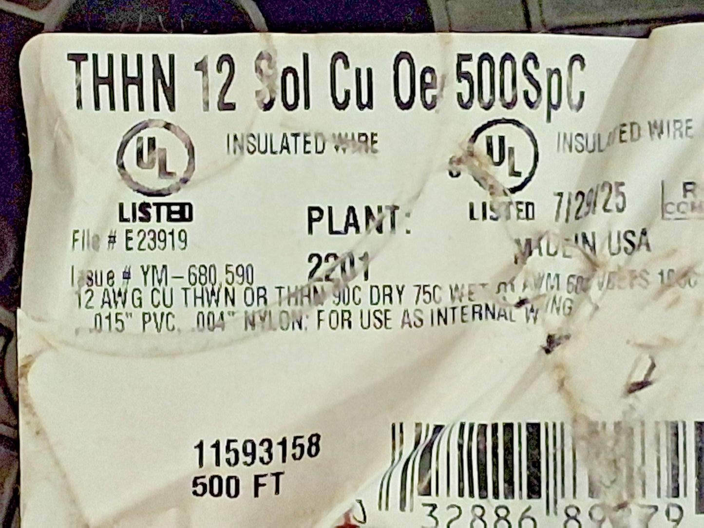 Southwire 12 Orange Solid CU THHN Wire 500ft 11593158