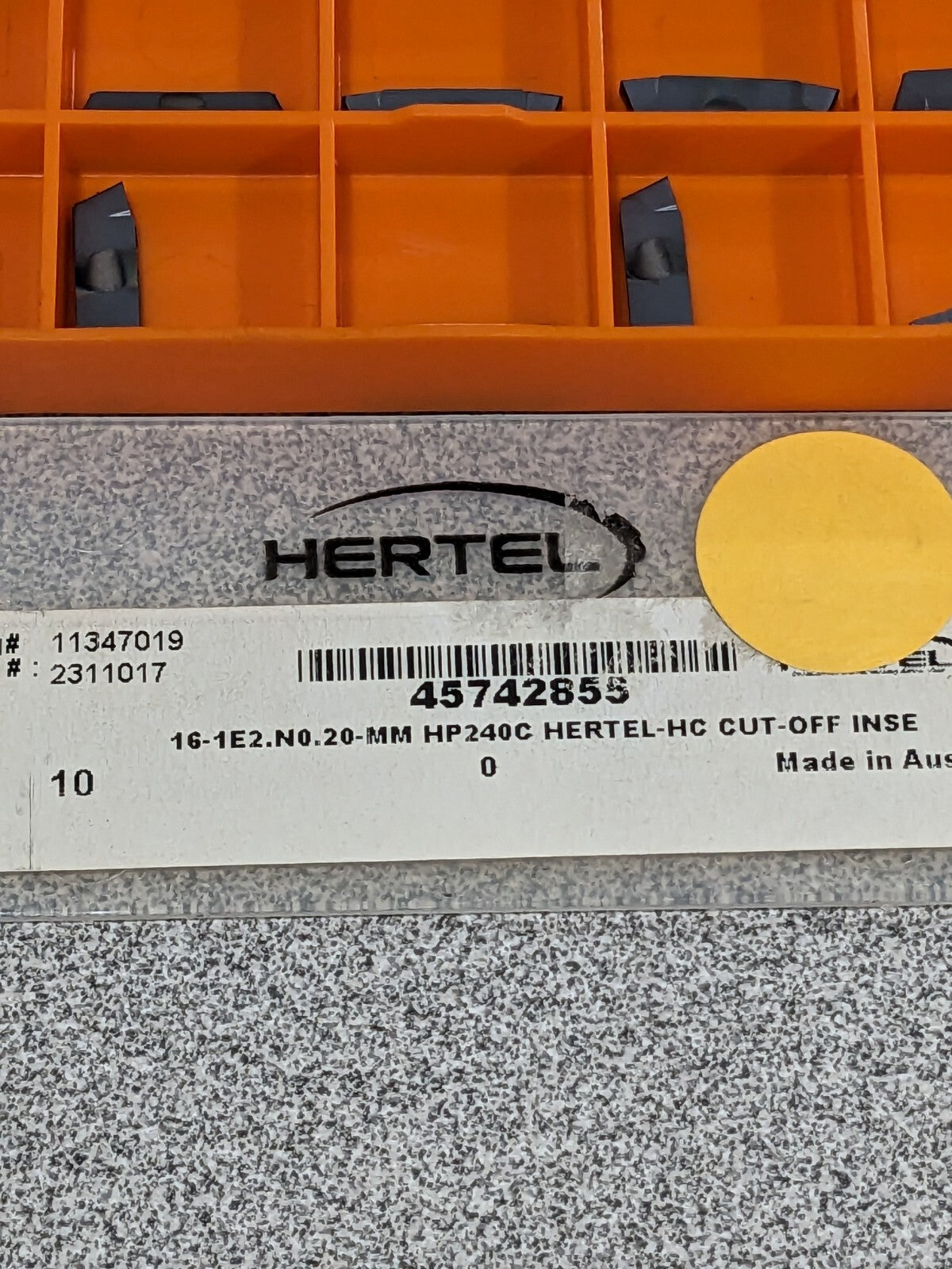 HERTEL 161E2.N0.20MM HP240C Carbide Cutoff Insert Qty 9 45742855