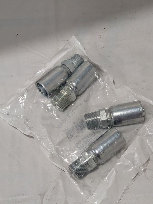PARKER Hydraulic Hose MPT Fitting: 0.5" ID, 8 mm, 1/2-14 Qty 4 PP-00091