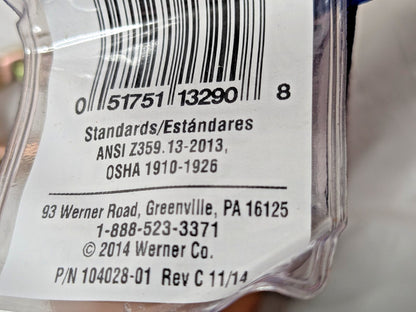 Werner Steel Trailing Rope Grab w/3 Ft Shock Absorbing Lanyard L250001