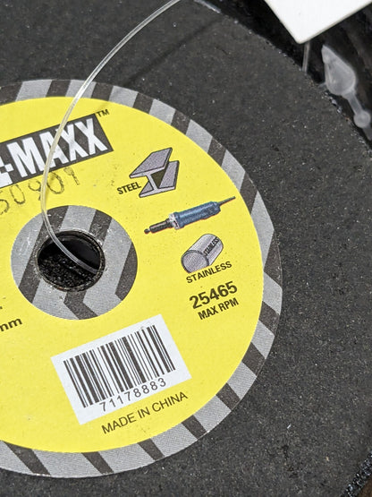TRU-MAXX Cutoff Wheel: Type 1, 3" X 1/8" X 1/4" Qty 50 613150