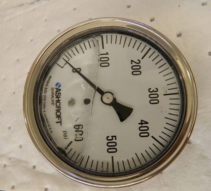 ASHCROFT Pressure Gauge: 3-1/2" Dial, 600 psi, 1/4" 83202