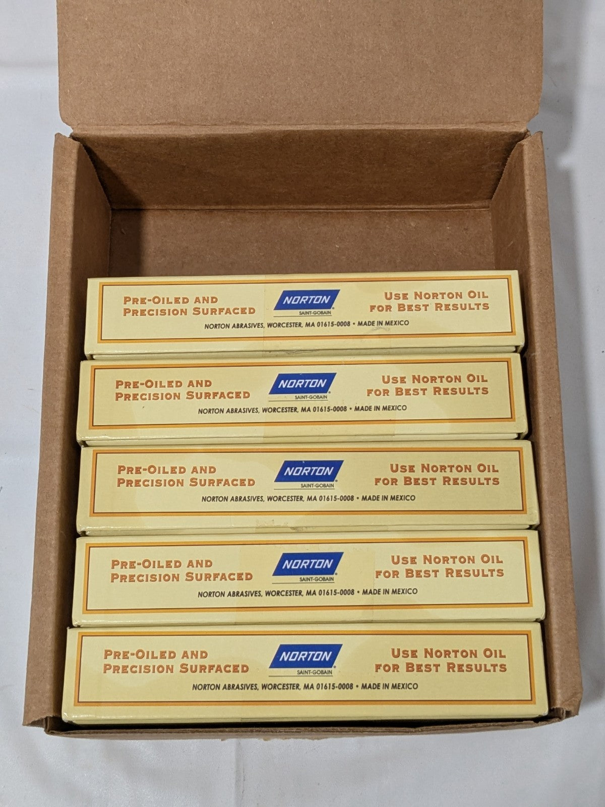 Norton Sharpening Stone 6'' OAL, 2'' W, 1'' Thick, Rectangle Qty 5 61463685560
