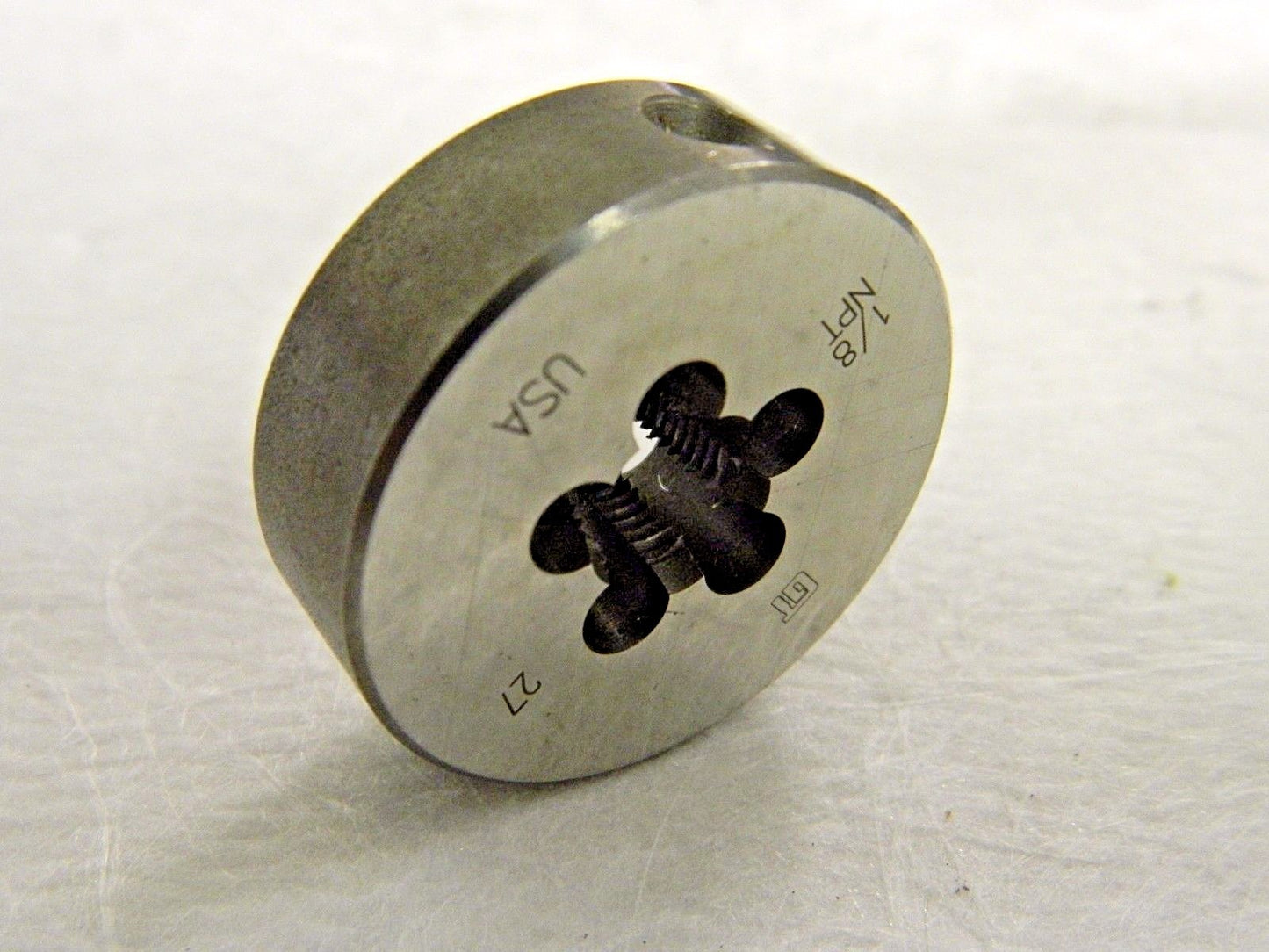 Vermont Tap &amp; Die Carbon Steel Round Die 1/8-27 UNS x 1-1/2" OD 405251