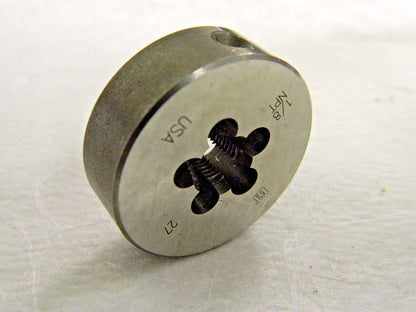 Vermont Tap &amp; Die Carbon Steel Round Die 1/8-27 UNS x 1-1/2" OD 405251