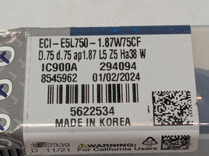 Iscar Carbide Corner Chamfer End Mill 3/4" Dia 5FL "ECI-E5L750-1.87W75CF 5622534