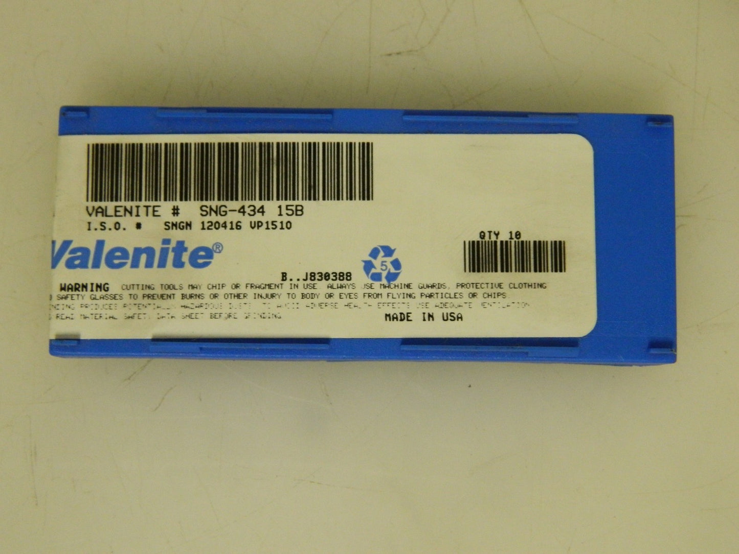 Valenite Indexable Carbide Turning Insert SNG43415B SNGN120416 VP1510 Qty 10