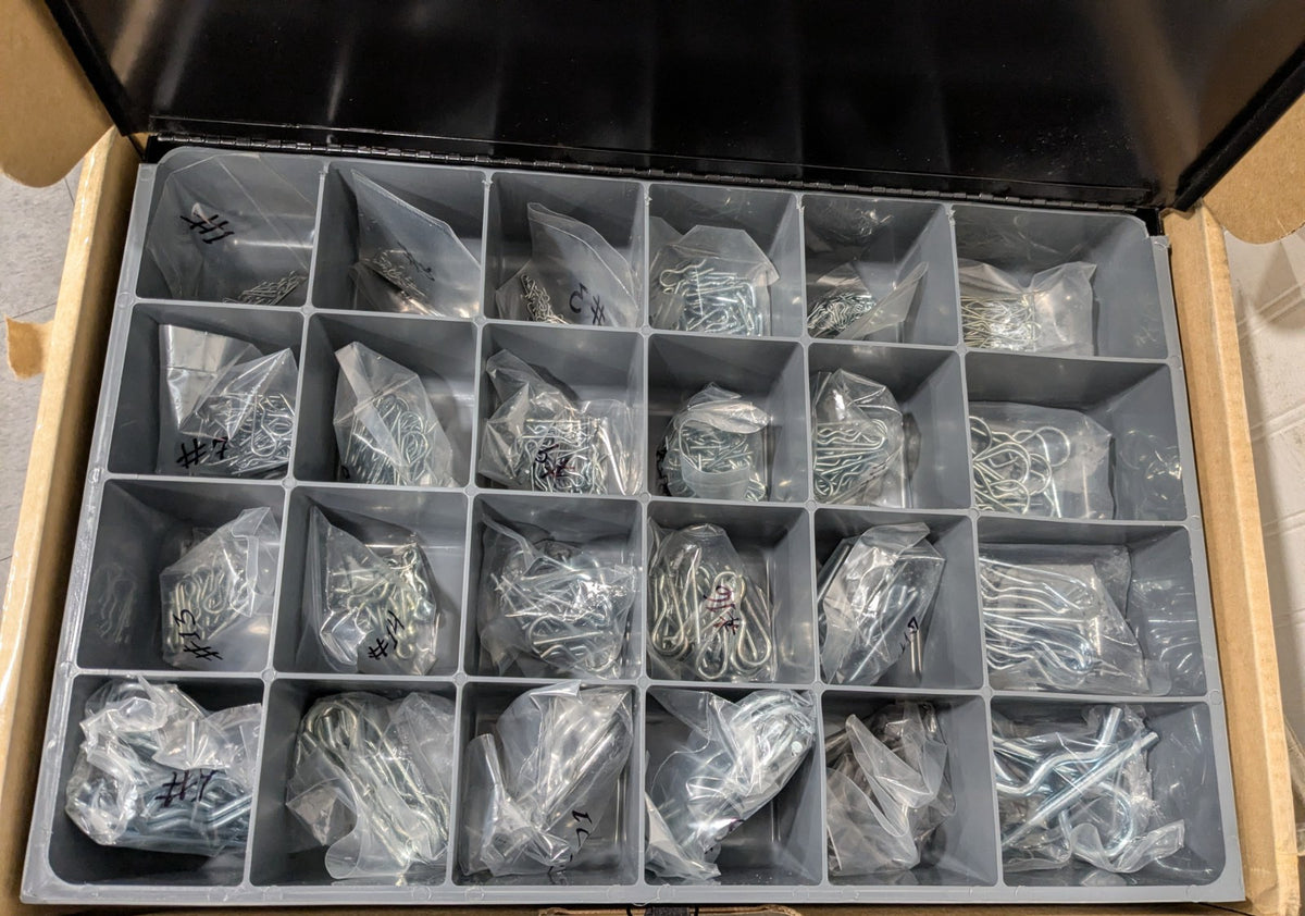 359 Piece, 1/8 to 1" Pin Dia, Hitch Pin Assortment, 1/16 to 7/8" Long 09850470