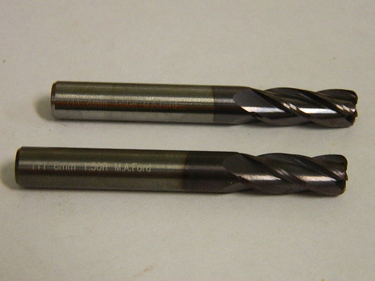 M.A. Ford 8mm x 8mm x 21mm x 64mm 4F Carb TiAlN Square End Mill QTY 2  00588869