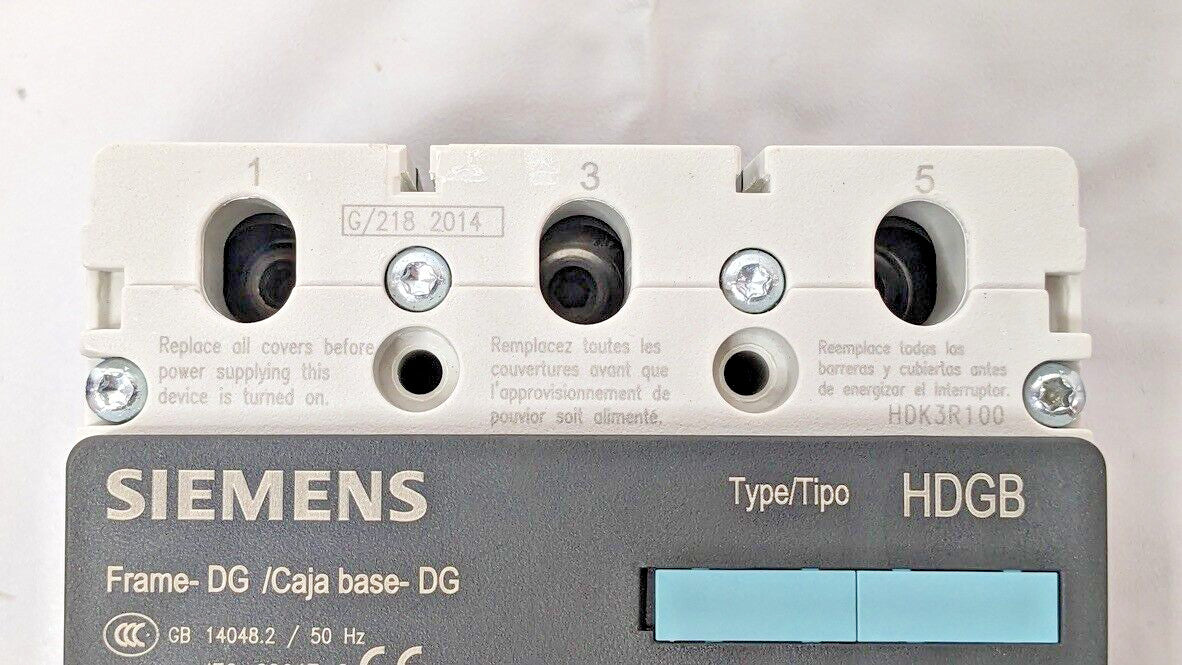 Siemens HDK3R100L VL Series 100A Circuit Breaker 3 Pole 600V ETU5-LI W/Trip Lugs