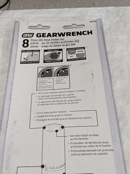 GEARWRENCH Deep Socket Set: 8 Pc 1/2 to 15/16 Socket 80705