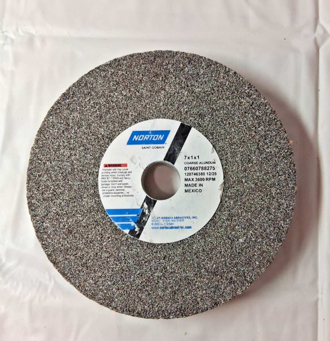 Norton Aluminum Oxide Bench Grinding Wheel 7x1x1 In 36 Grit Coarse 88275