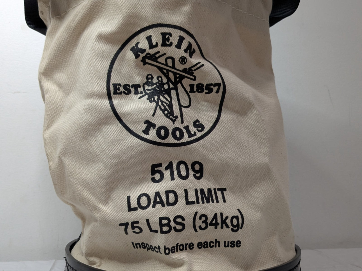 Klein Tools Canvas Bucket Wide-Opening Straight-Wall Molded Bottom 12" 5109
