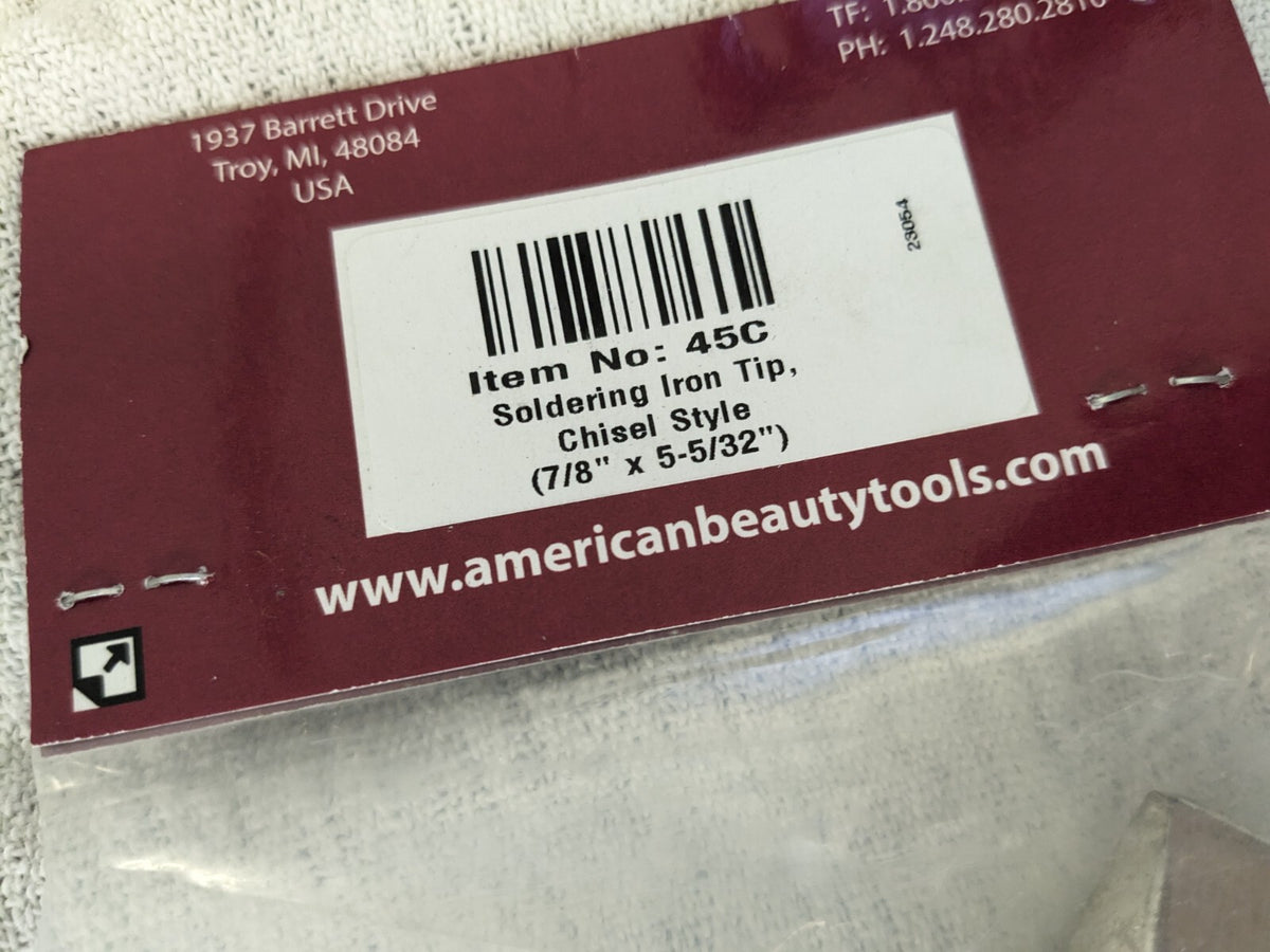 AMERICAN BEAUTY Soldering Iron Chisel Tip: 0.9" Point Width, 5.14" Long 45C