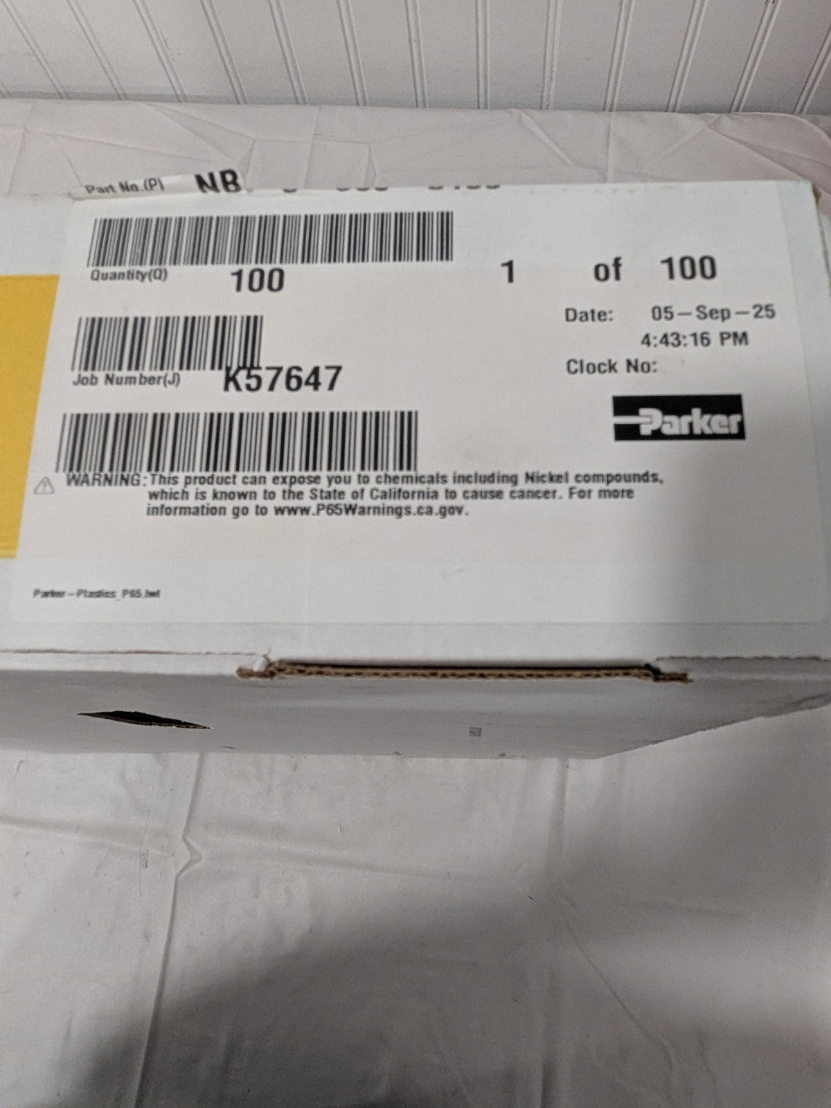 Parker Nylon Tube: 0.275" ID, 3/8" OD, 100' Long, 250 Max psi NB-6-050-0100