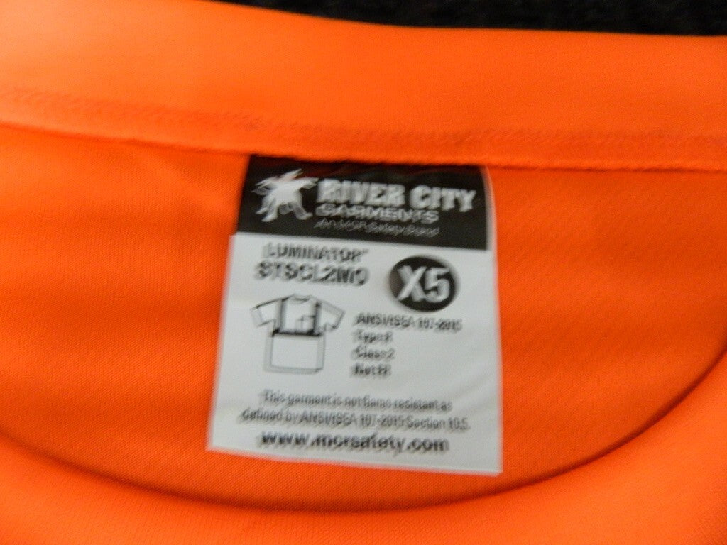 MCR SAFETY Size 5XL Orange High Visibility T-Shirt QTY 5