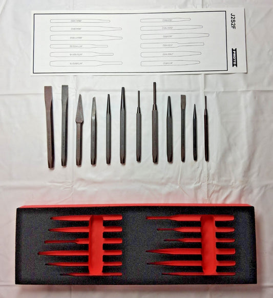 Proto 12 Piece Punch & Chisel Set W/ Modular Foam Insert Holder J2S2K