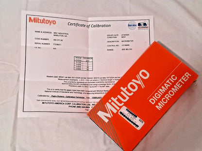 Mitutoyo Crimp Height Micrometer 00 - 0.8"/0 - 20mm Range w/Cert 342-371-30CAL