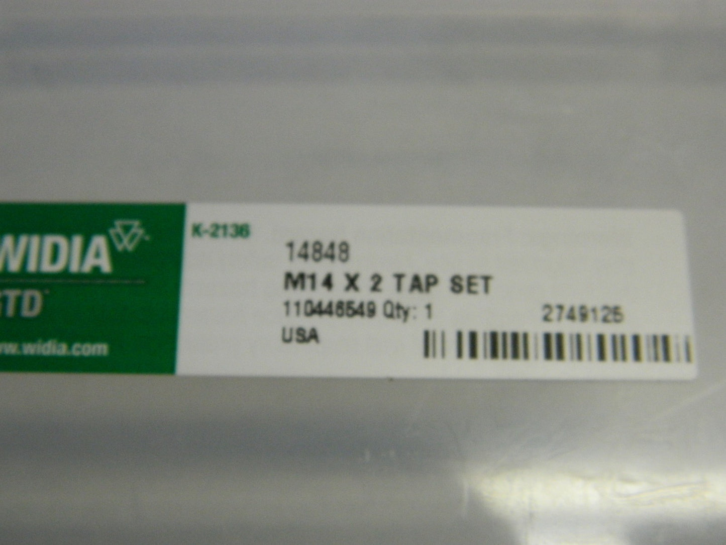 Widia GTD M14-2.0 D7 HSS Limit Hand Tap Set Qty 3   14848