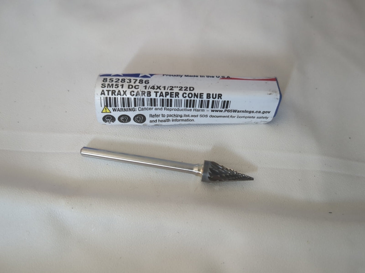atrax Abrasive Bur: SM-51, 1/4" Cut Dia, Cone W/ Point End Double CutSM-51DC-ATX