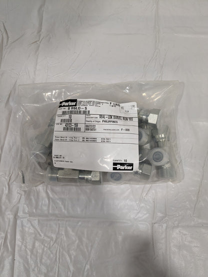 Parker Seal-Lok Run Tee 1/2 X 1/2 ORFS Swivel X 1/2 Steel Qty 10 8 R6LO-S
