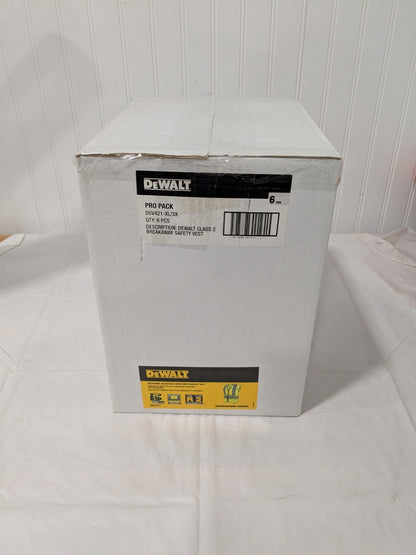 DeWalt ANSI Class 2 Adjustable Breakaway Vest Box of 6 DSV421-XL/3X